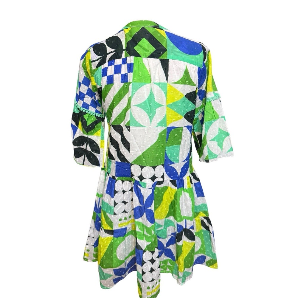 Maude Vivante BAUHAUS WENDY DRESS Green Vibrant Print Resort Dress Size XS - Picture 4 of 5